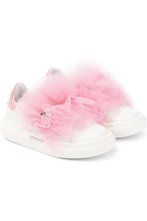 MONNALISA Zapatillas de piel y tul con apliques