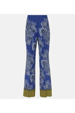Etro Pantalones anchos de seda de tiro alto
