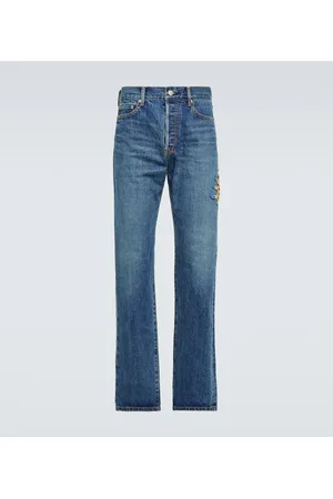 UNDERCOVER Jeans rectos con cuentas bordadas