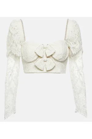 Self-Portrait Crop top de encaje adornado