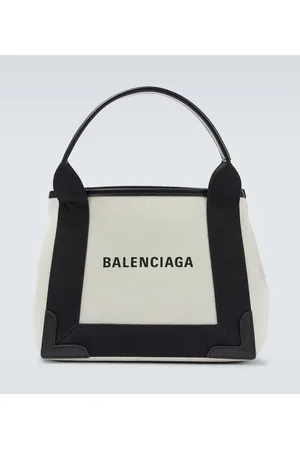 Balenciaga Tote Cabas de lona con piel