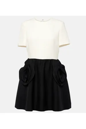 VALENTINO Vestido corto de Crepe Couture con aplique floral
