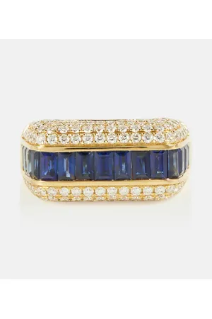 Rainbow K Anillo Empress de oro de 18 ct con diamantes y zafiros
