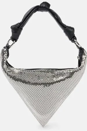 Amina Muaddi Bolso al hombro Cameron Mini de piel metalizada