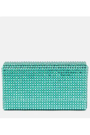 Amina Muaddi Clutch Paloma Micro de satén adornado