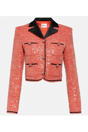 Self-Portrait Chaqueta cropped de bouclé con lentejuelas