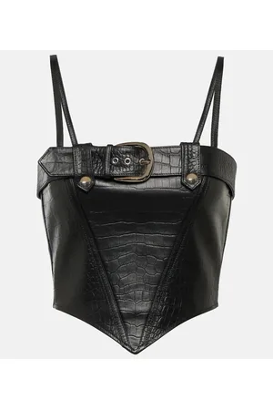 Alessandra Rich Bustier de piel efecto cocodrilo