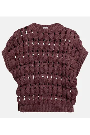 Brunello Cucinelli Top en mezcla de algodón calado