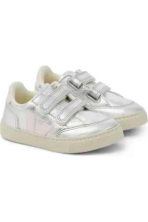 Veja Zapatillas V-12 de piel metalizada