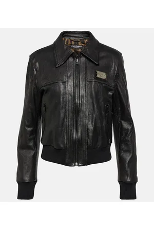 Dolce & Gabbana Chaqueta de piel con logo