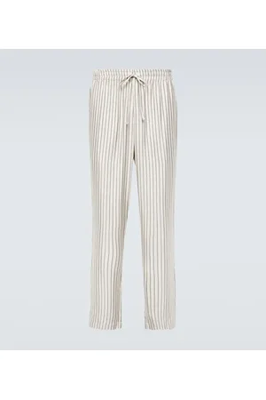 LE KASHA Pantalones rectos de seda a rayas
