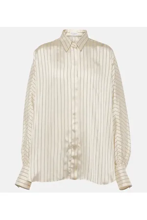 Brunello Cucinelli Blusa de satén a rayas
