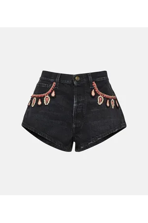 Alanui Shorts de denim bordados