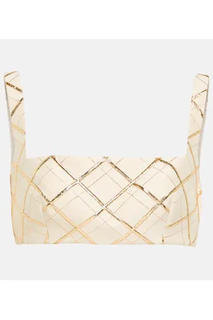 VALENTINO Crop top en mezcla de lana brocado