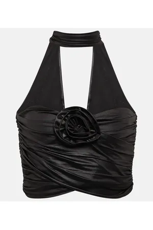 ROTATE Crop top sin tirantes con aplique floral