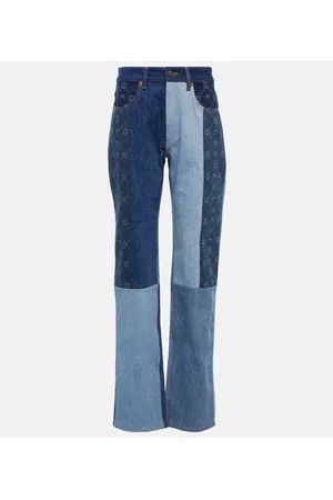 Marine Serre Jeans rectos Moonogram con patchwork