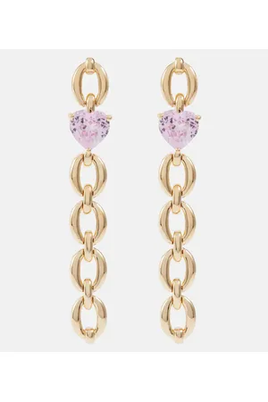 Nadine Aysoy Pendientes Catena Long Heart de oro de 18 ct con zafiro