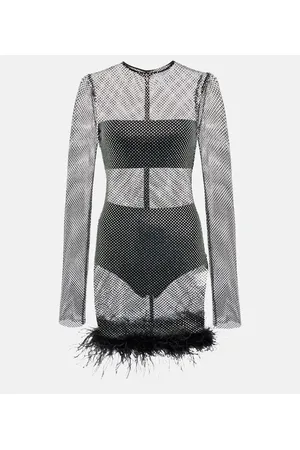GIUSEPPE DI MORABITO Vestido corto con plumas adornado