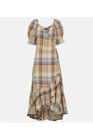 Ralph Lauren Vestido de lino a cuadros