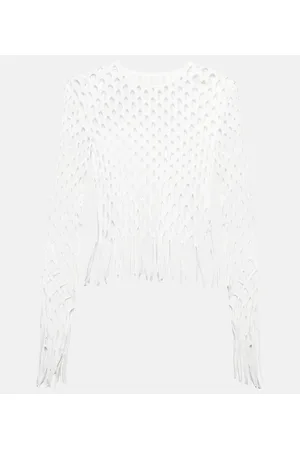 DION LEE Top de rejilla con flecos