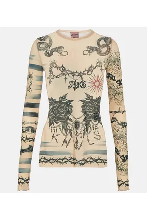 Jean Paul Gaultier X KNWLS top de malla estampado