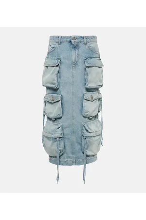 The Attico Falda midi cargo de denim