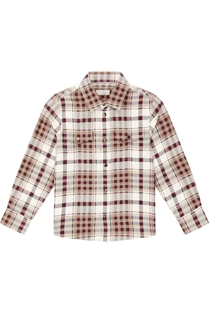 Brunello Cucinelli Camisa de franela de algodón a cuadros