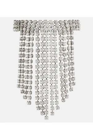 Alessandra Rich Collar de flecos con cristales