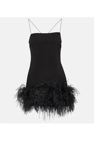 The Attico Vestido corto con ribete de plumas