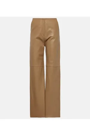 Totême Pantalones rectos de piel con tiro alto