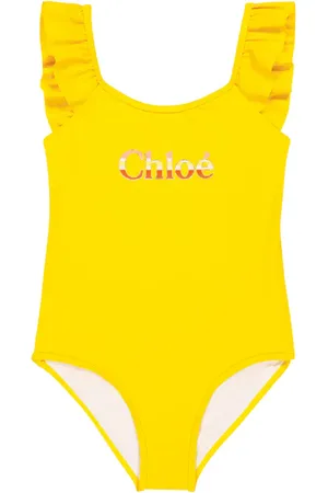 Chloé Chloé Kids Bañador con volantes y logo estampado