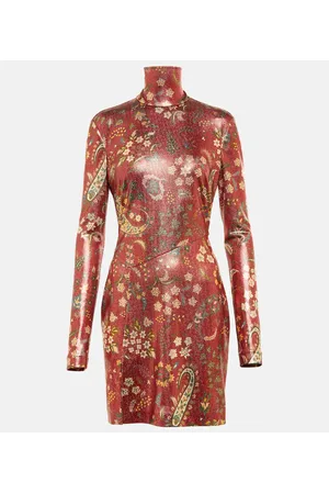 Etro Vestido corto de cuello alto con paisley