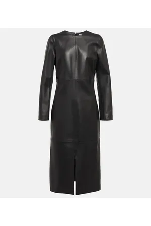 Totême Vestido midi de piel con paneles