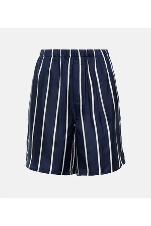 Ami Shorts de seda con tiro alto a rayas