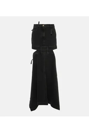 The Attico Falda larga deconstruida en denim