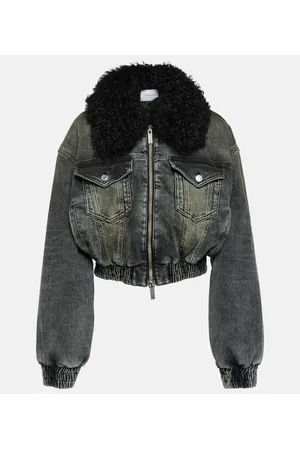 BLUMARINE Chaqueta en denim con pelo sintético