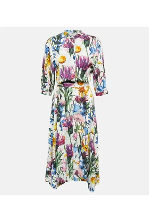 Stella McCartney Vestido midi floral de satén