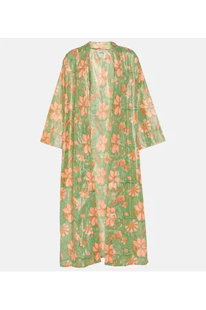 Juliet Dunn Kimono de lamé de algodón floral