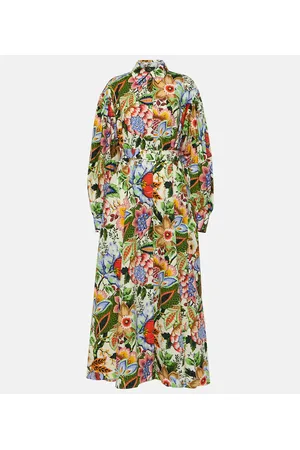 Etro Vestido camisero midi de algodón floral