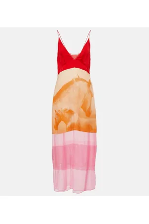 Stella McCartney Vestido midi de seda con lentejuelas