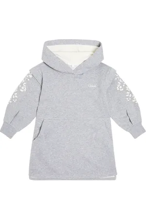 Chloé Chloé Kids Vestido con capucha de algodón bordado