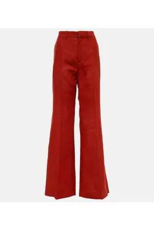 Chloé Chloé Pantalones flared de lino con tiro alto