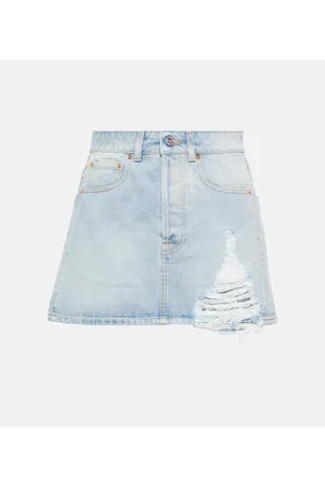 Vetements Minifalda en denim desgastado