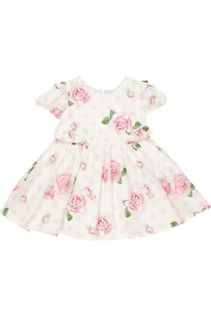 MONNALISA Vestido de algodón floral con lunares