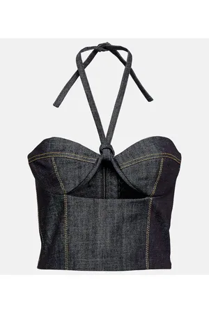 The Mannei Bustier Aspos en denim con abertura