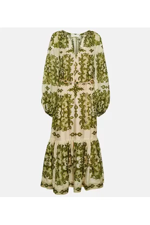 ZIMMERMANN Vestido midi Raie de seda estampado