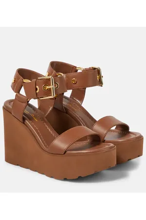 Gianvito Rossi Sandalias con plataforma de piel con cuña