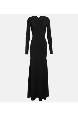 Victoria Beckham Vestido largo de punto con cuello pico