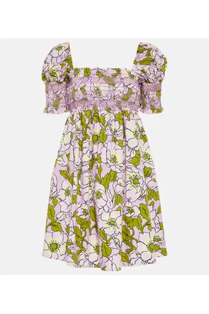 Tory Burch Vestido corto de algodón floral fruncido