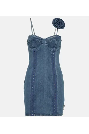 ROTATE Vestido corto de denim con aplique floral